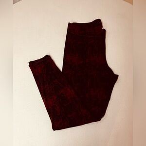 2/$20 - 14-16 Burgundy & Black Cozy Stretchy Leggings - Snakeskin Pattern, Soft